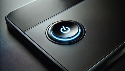 Glowing Power Button On A Sleek Black Device