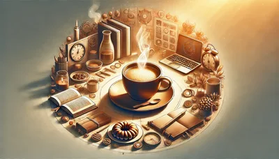 Conceptual Coffee Break With Office Supplies And Books