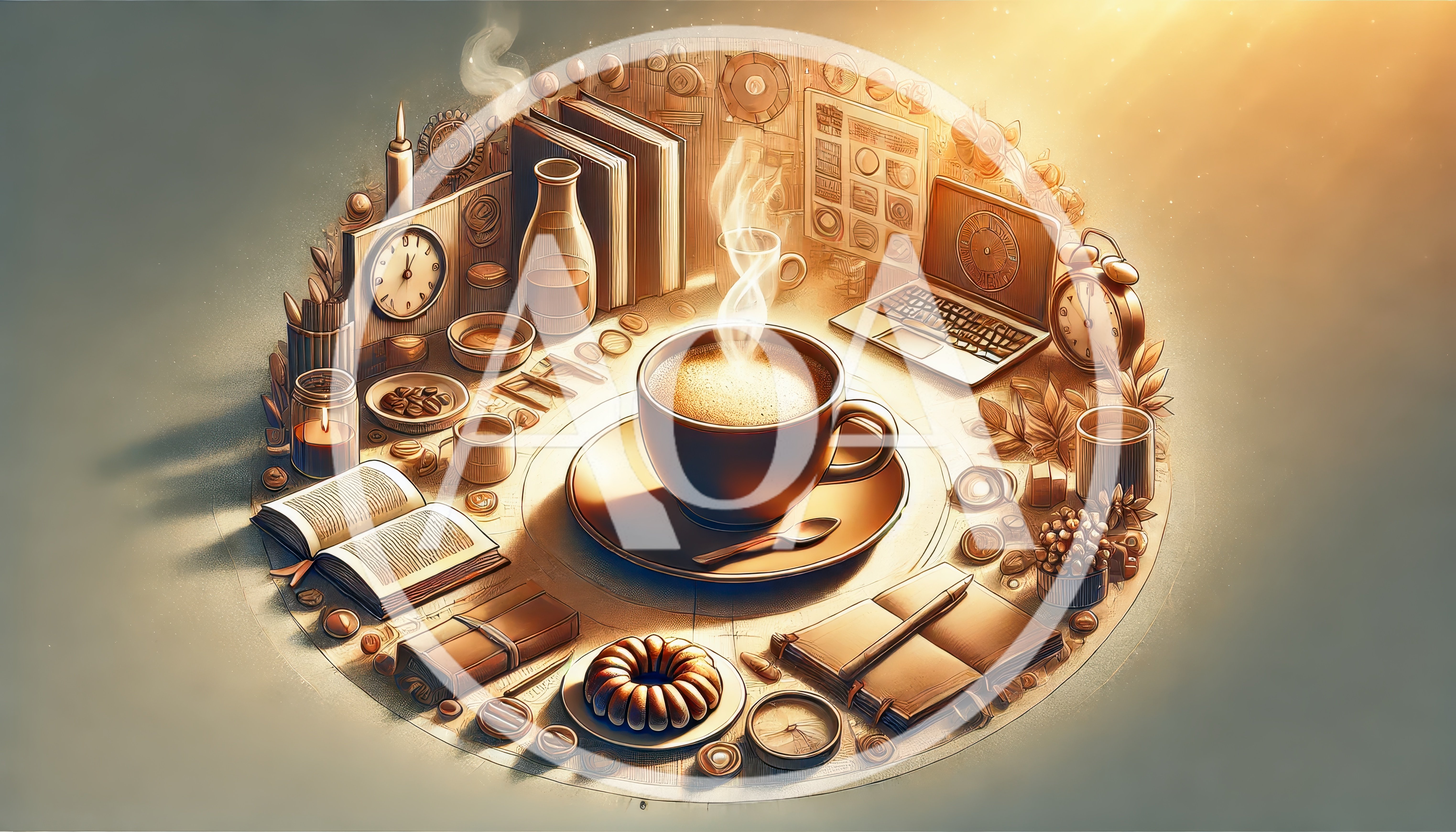 Conceptual Coffee Break With Office Supplies And Books