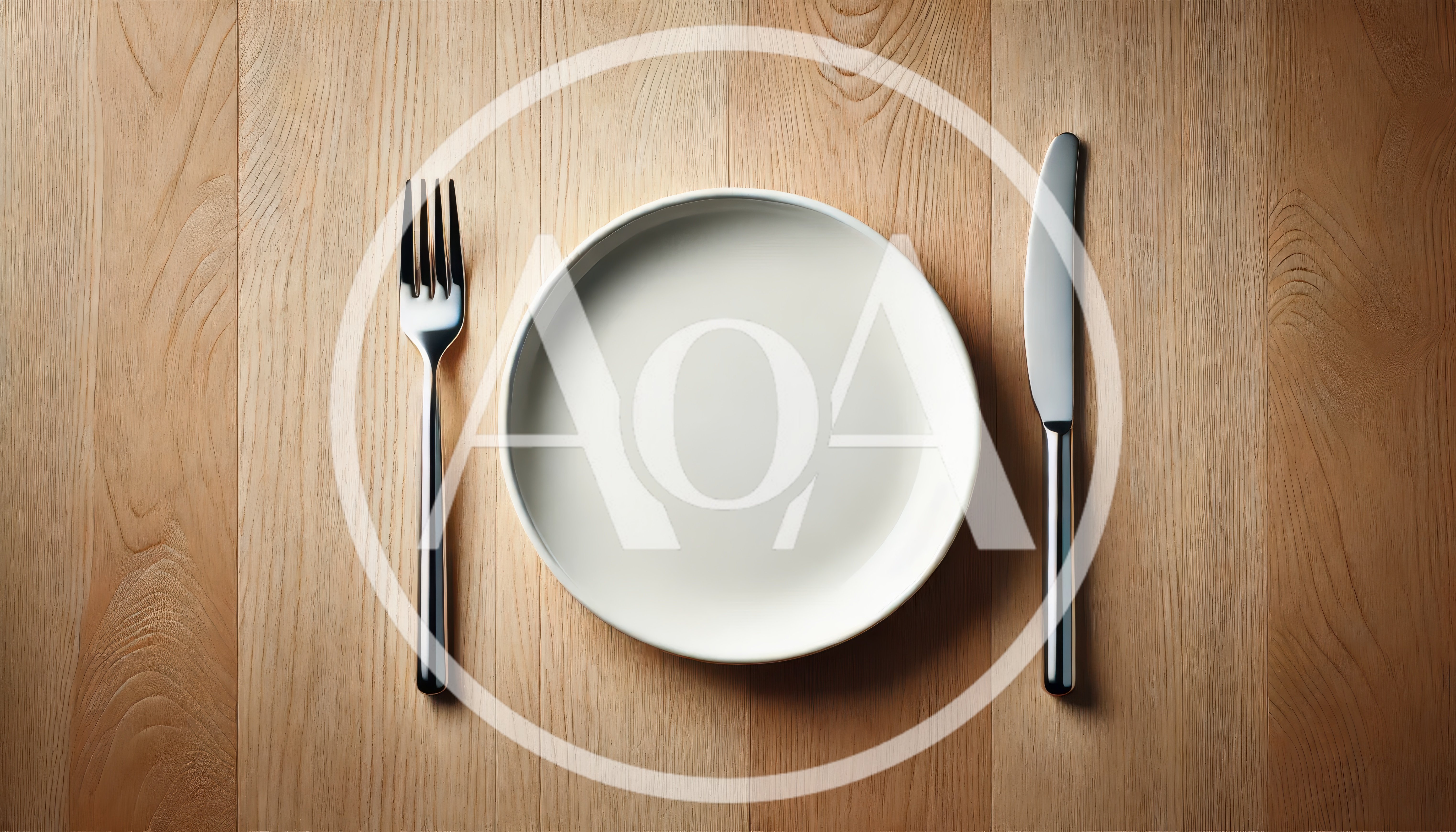 Empty White Plate With Fork And Knife On Wood