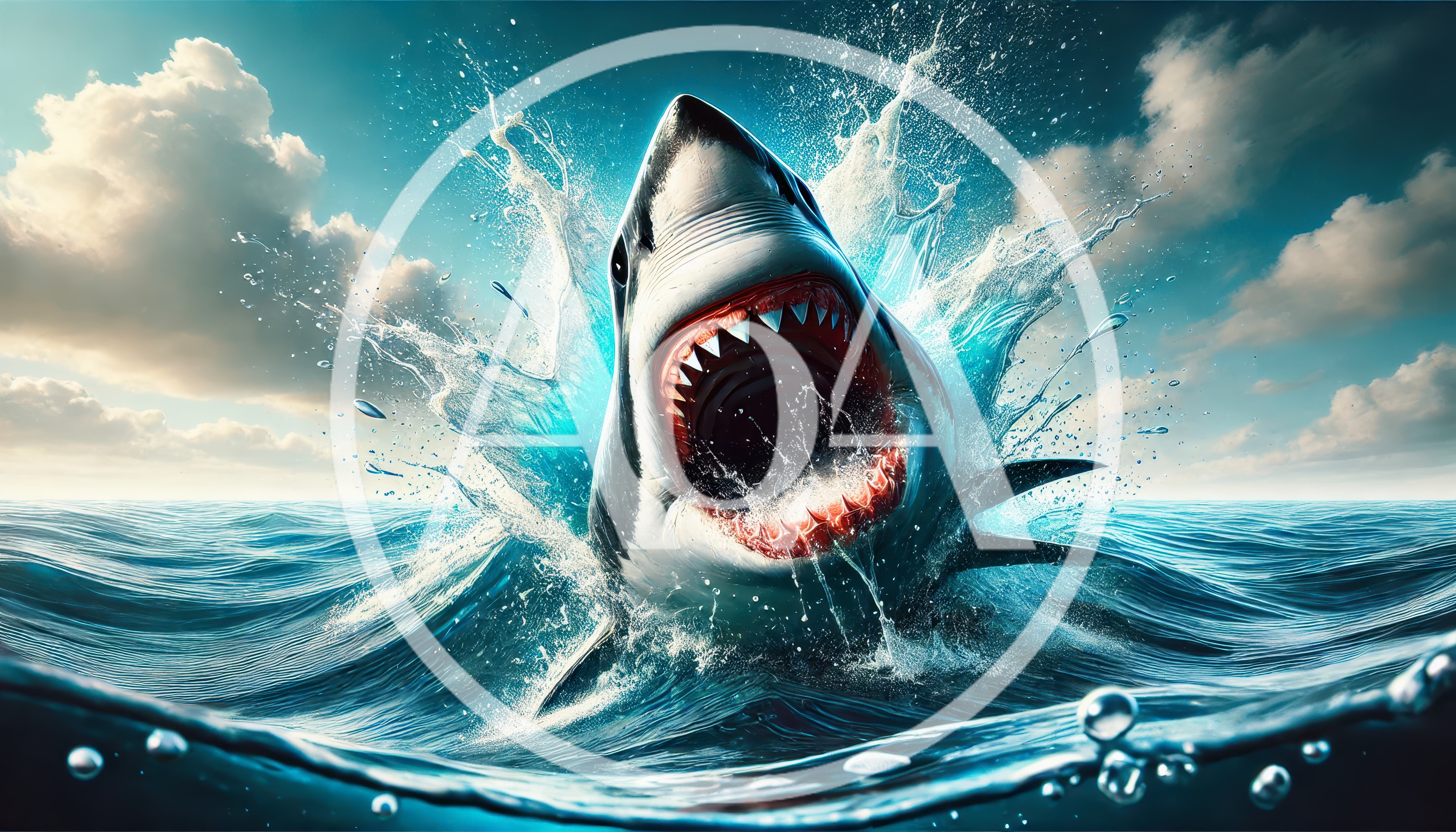Great White Shark Breaching Ocean Surface