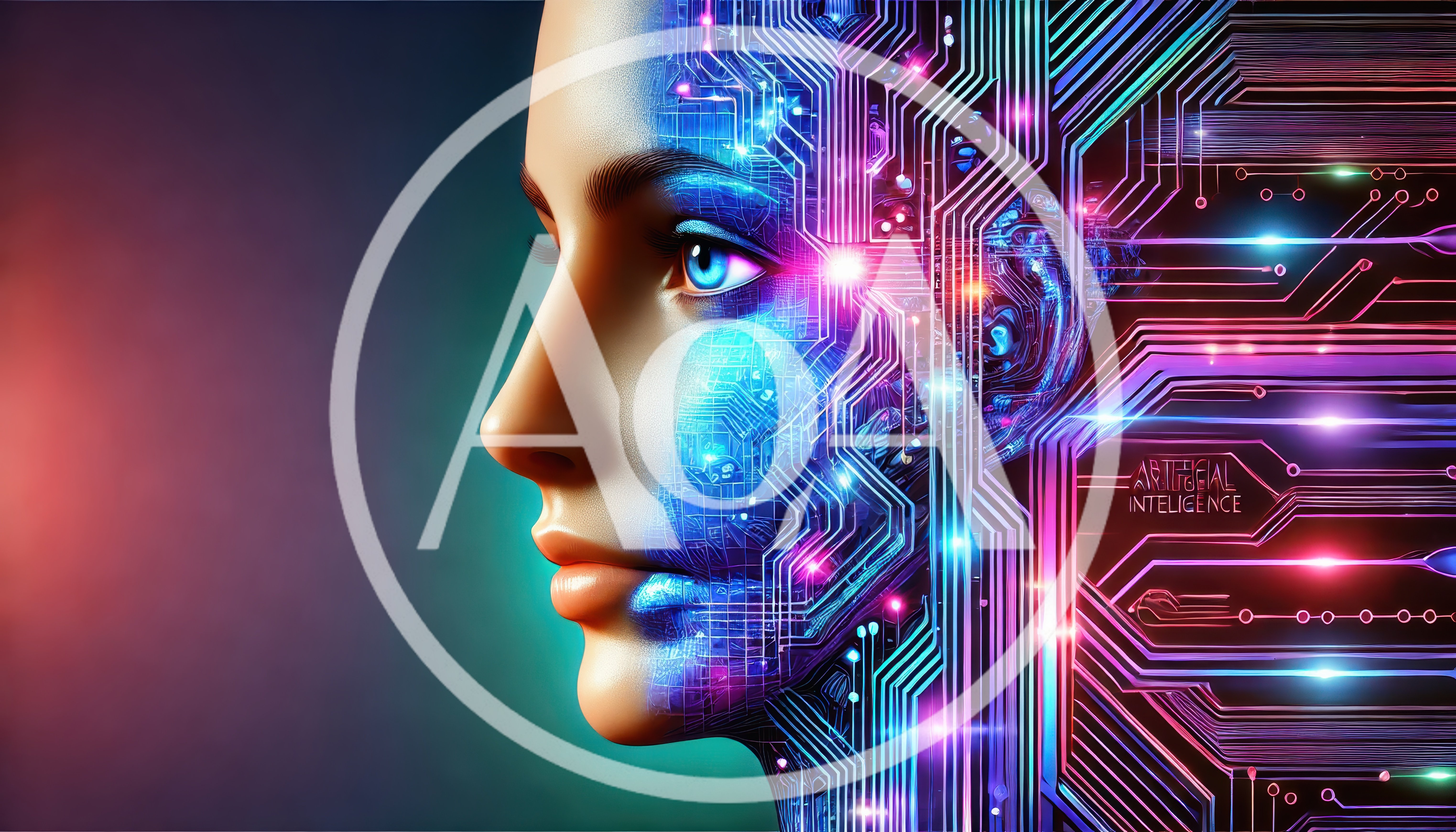 Digital Human Face Merged With Circuit Board Technology