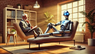 Robot Patient Receiving Therapy From An Elderly Psychologist