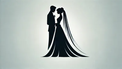 Silhouette Of A Bride And Groom Standing Together