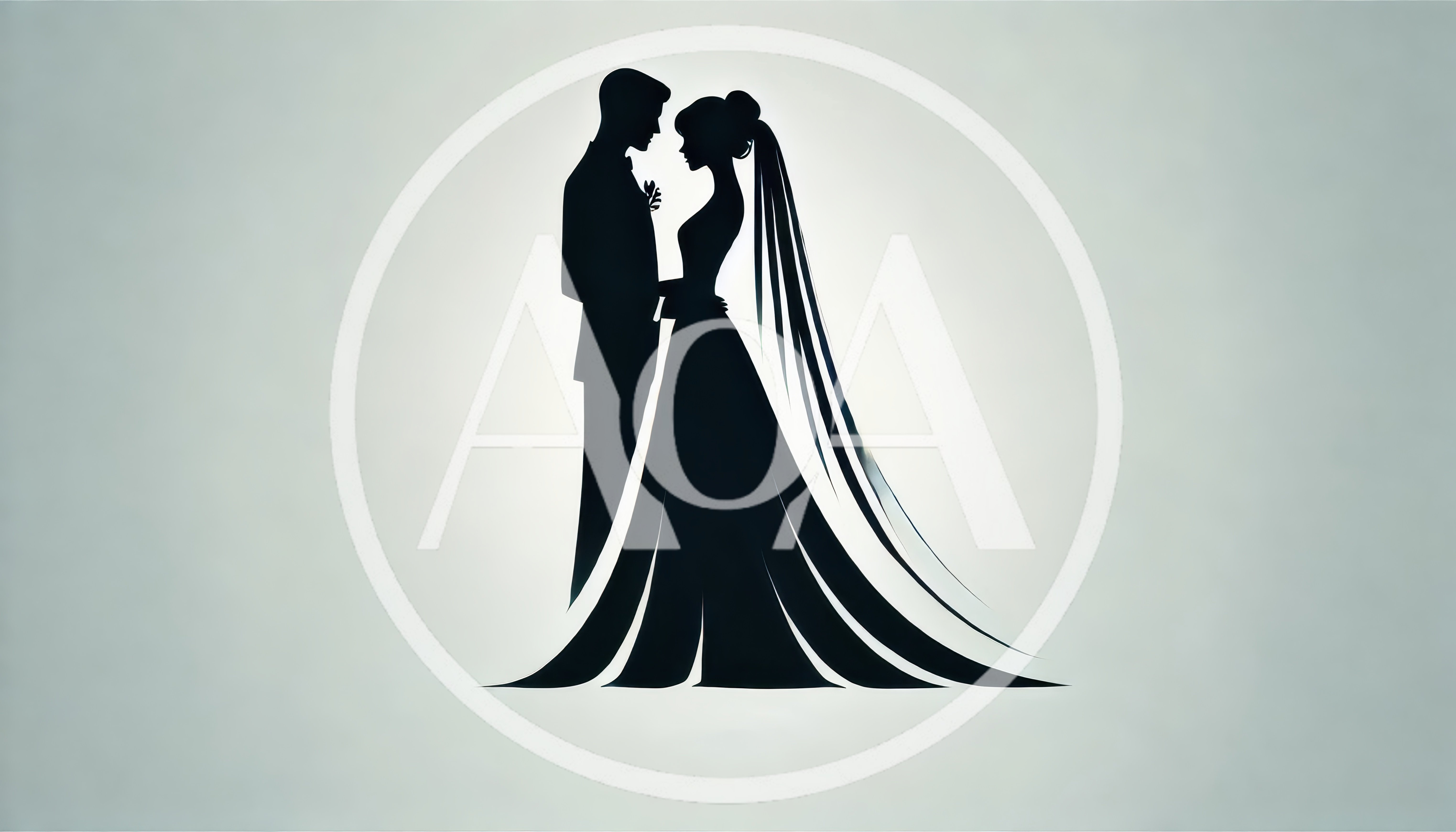 Silhouette Of A Bride And Groom Standing Together
