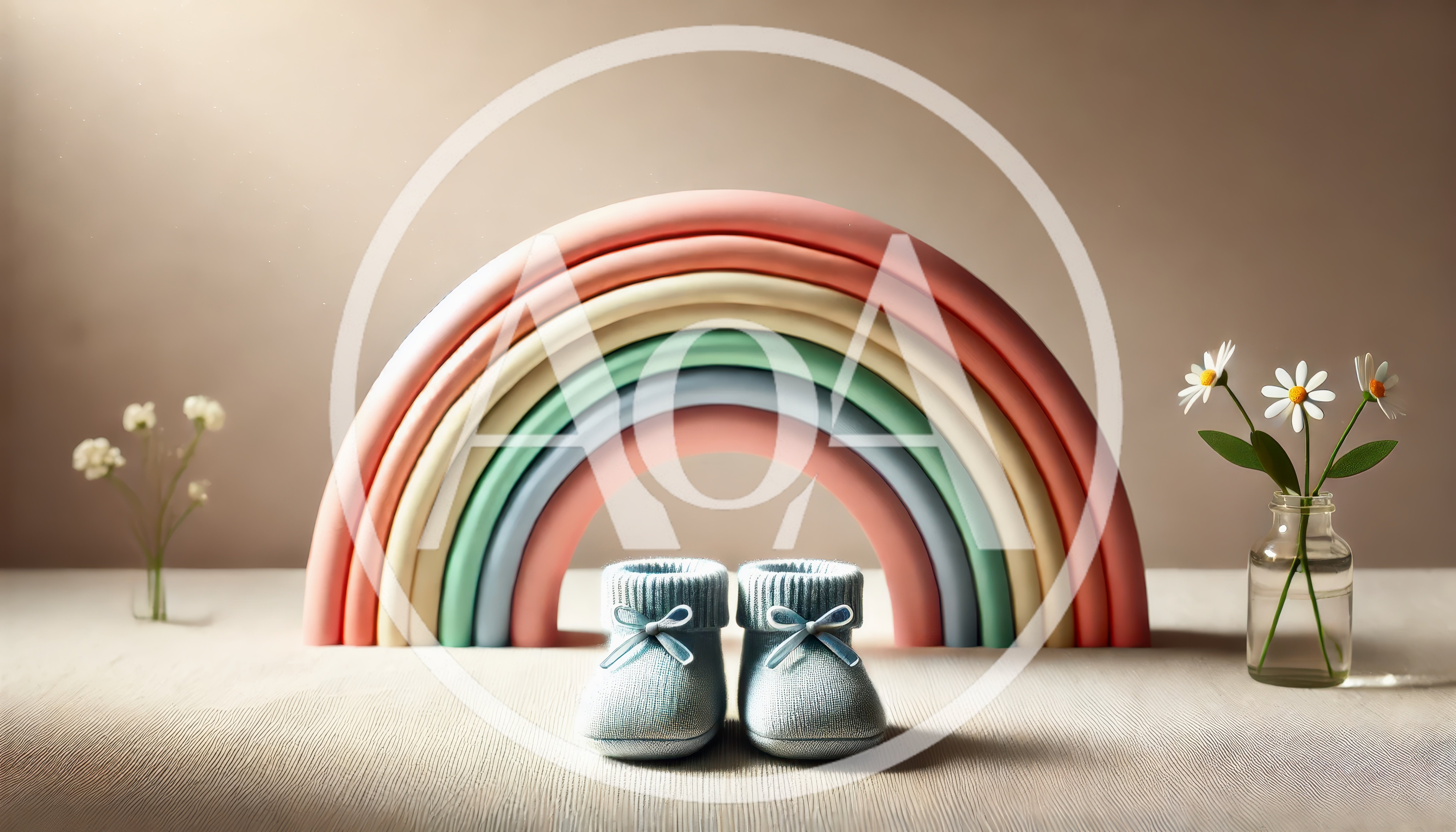 Baby Blue Booties With Rainbow Decor