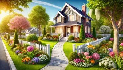 Charming Suburban House With Lush Flower Garden