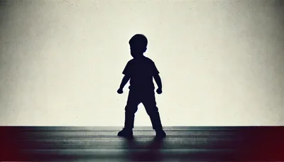 Silhouette Of A Young Child Standing Alone