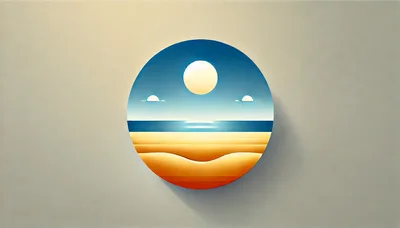 Minimalist Circular Beach Landscape Illustration