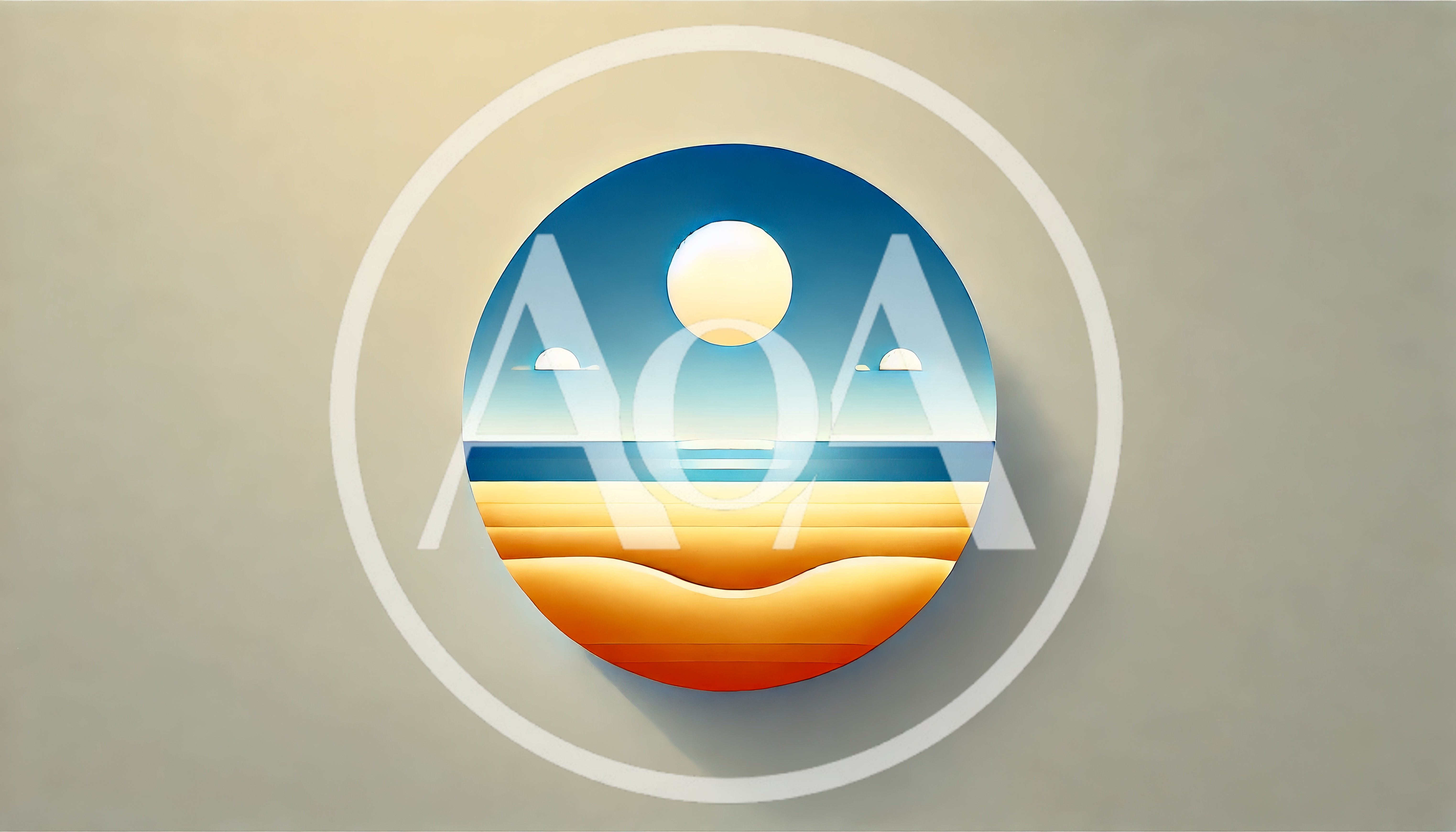 Minimalist Circular Beach Landscape Illustration