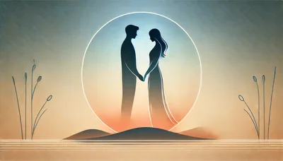 Silhouette Of A Couple Holding Hands In A Circle