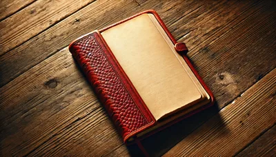 Vintage Leather Journal With Textured Cover On Wooden Table
