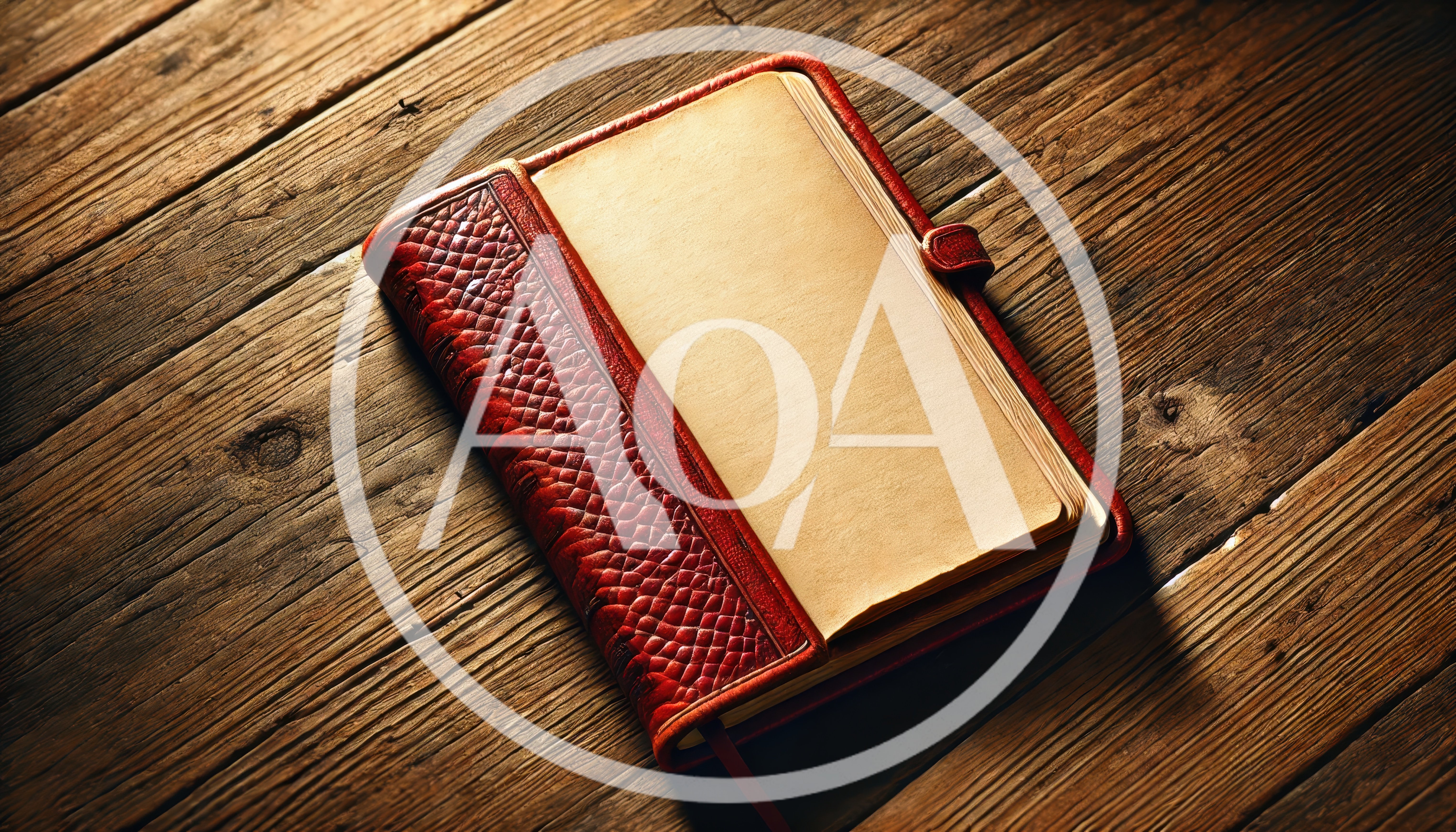 Vintage Leather Journal With Textured Cover On Wooden Table
