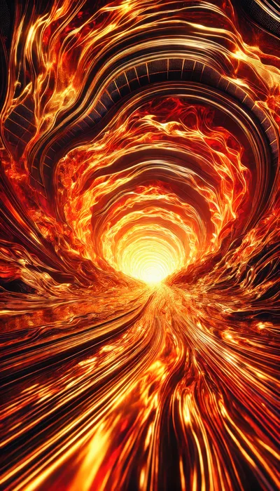 Abstract Fiery Vortex Tunnel With Glowing Light