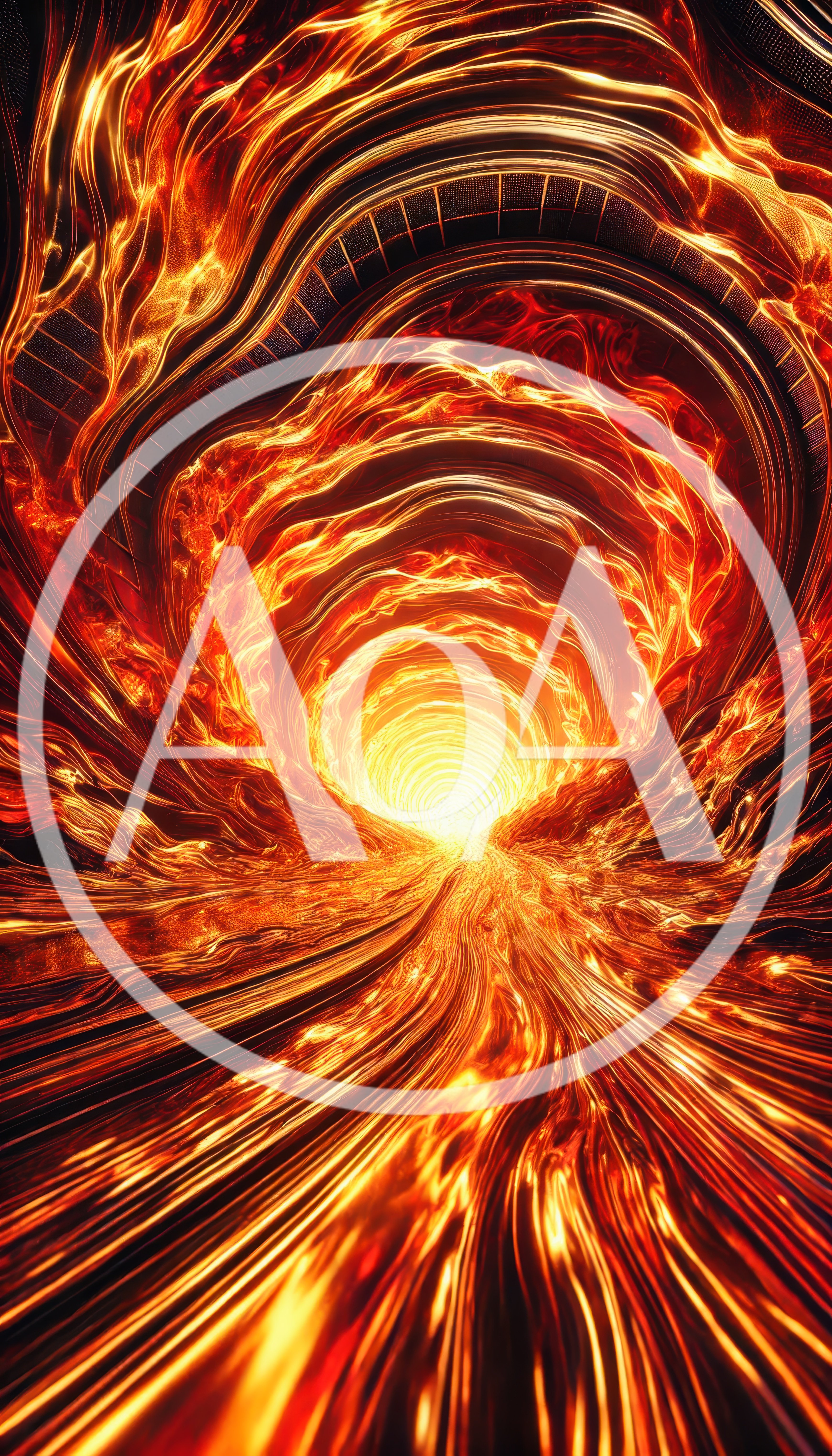 Abstract Fiery Vortex Tunnel With Glowing Light