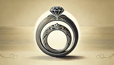 Stylized Illustration Of A Diamond Engagement Ring