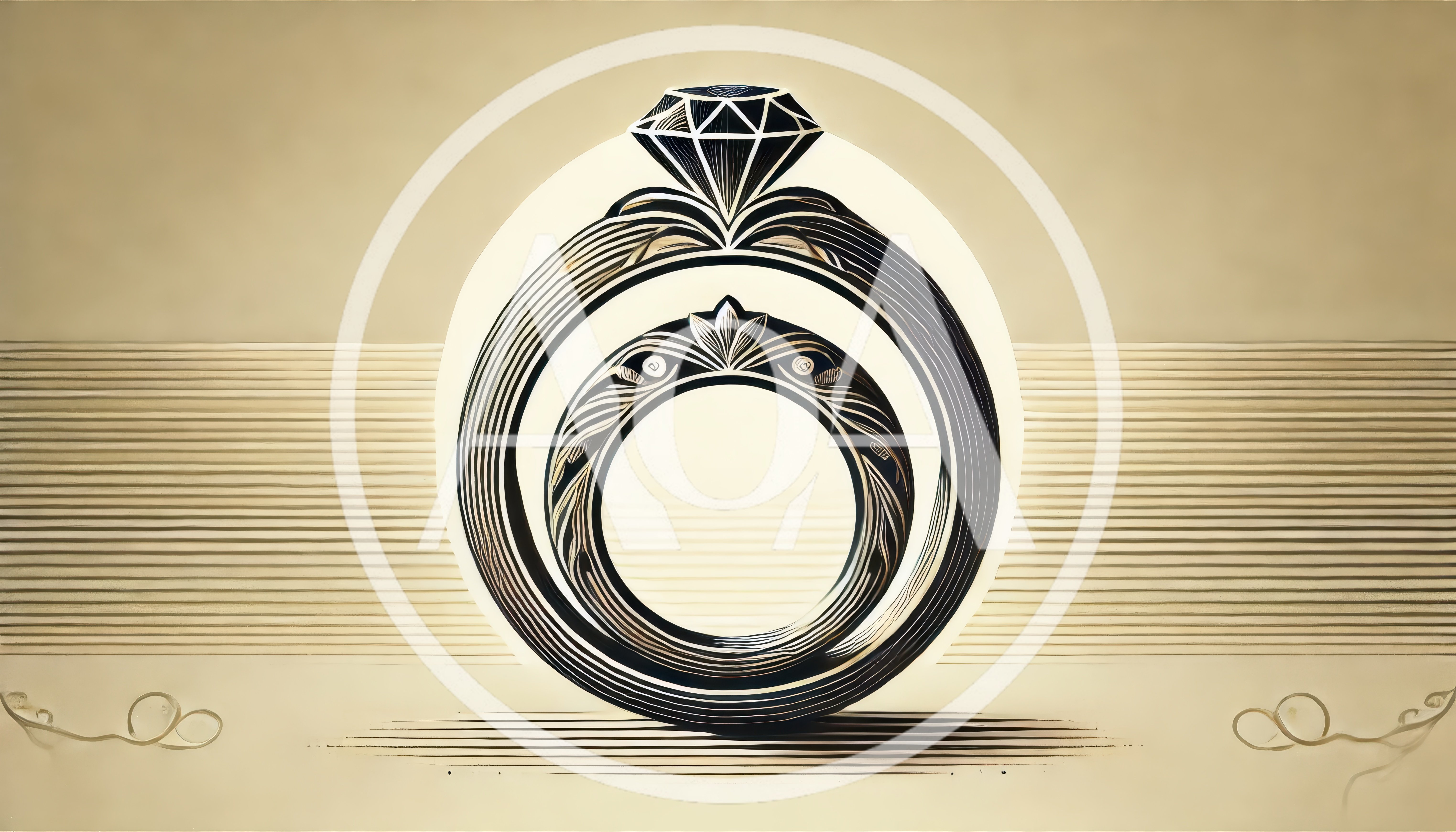 Stylized Illustration Of A Diamond Engagement Ring