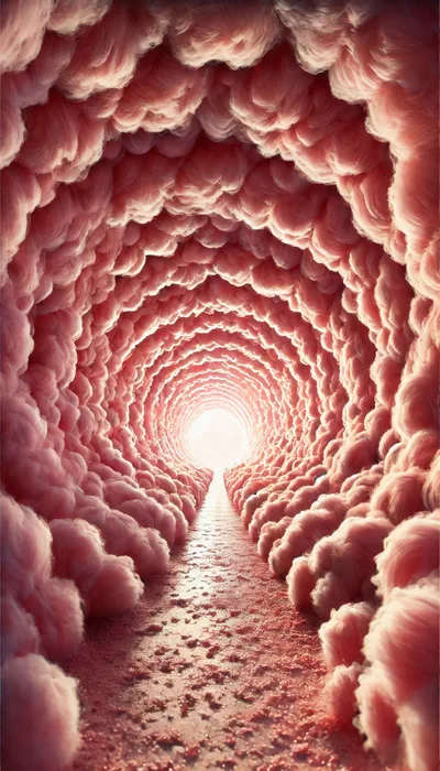 Surreal Tunnel Of Pink Organic Tissue