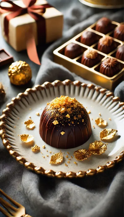 Gourmet Chocolate Truffle Decorated With Edible Gold Leaf