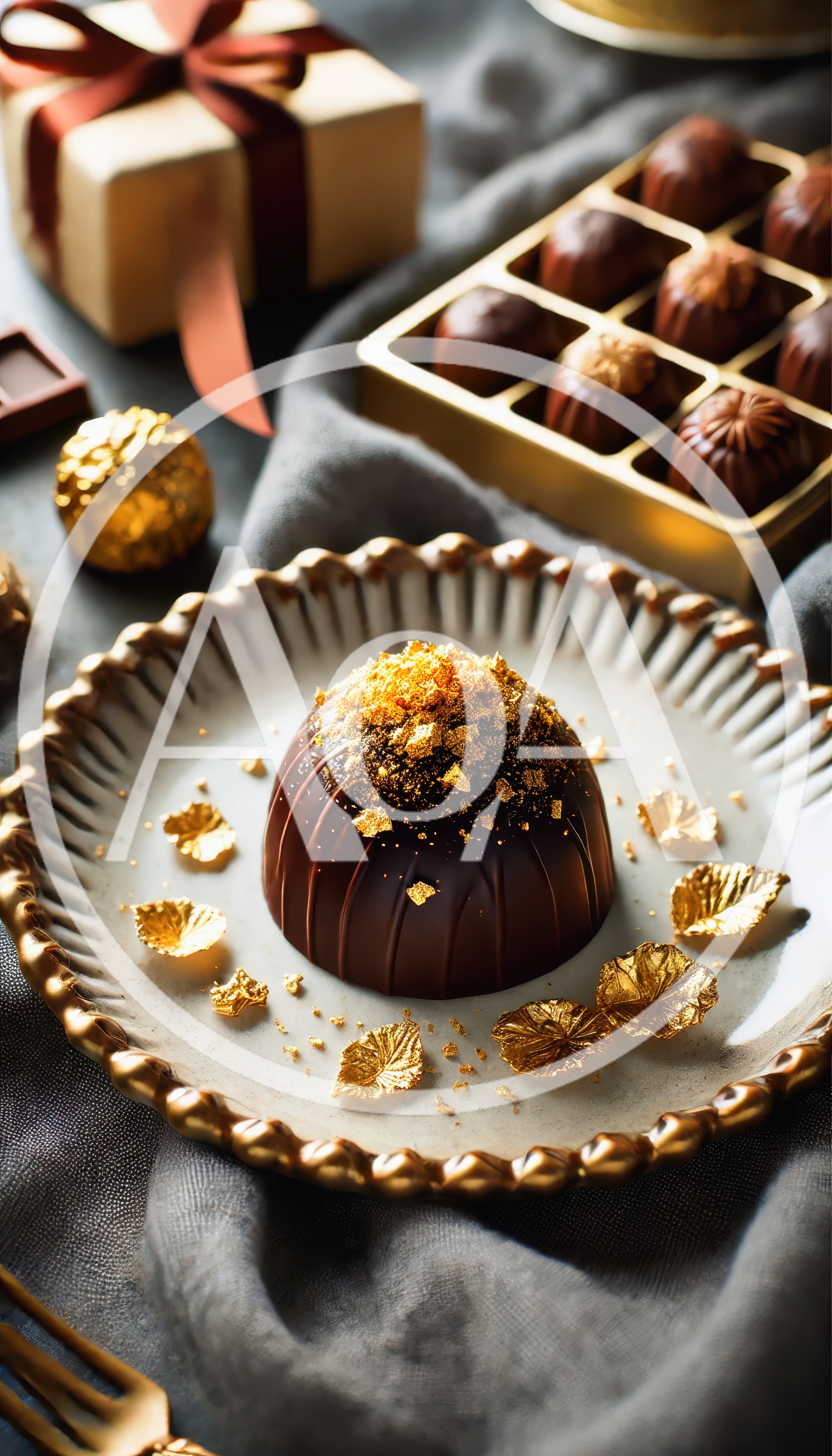 Gourmet Chocolate Truffle Decorated With Edible Gold Leaf