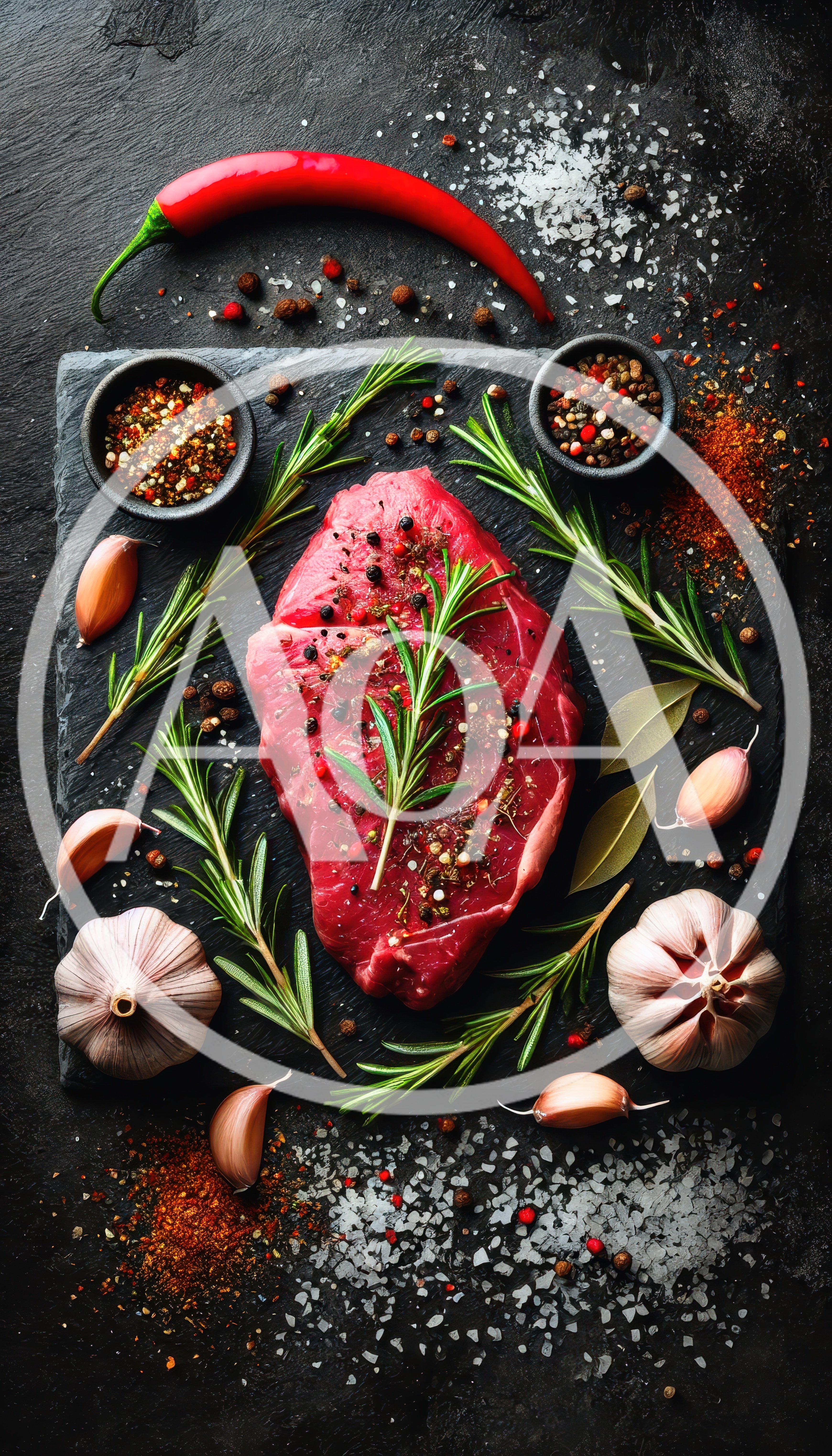 Raw Beef Steak With Herbs And Spices