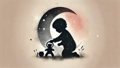 Silhouette Of A Child Playing With A Toy