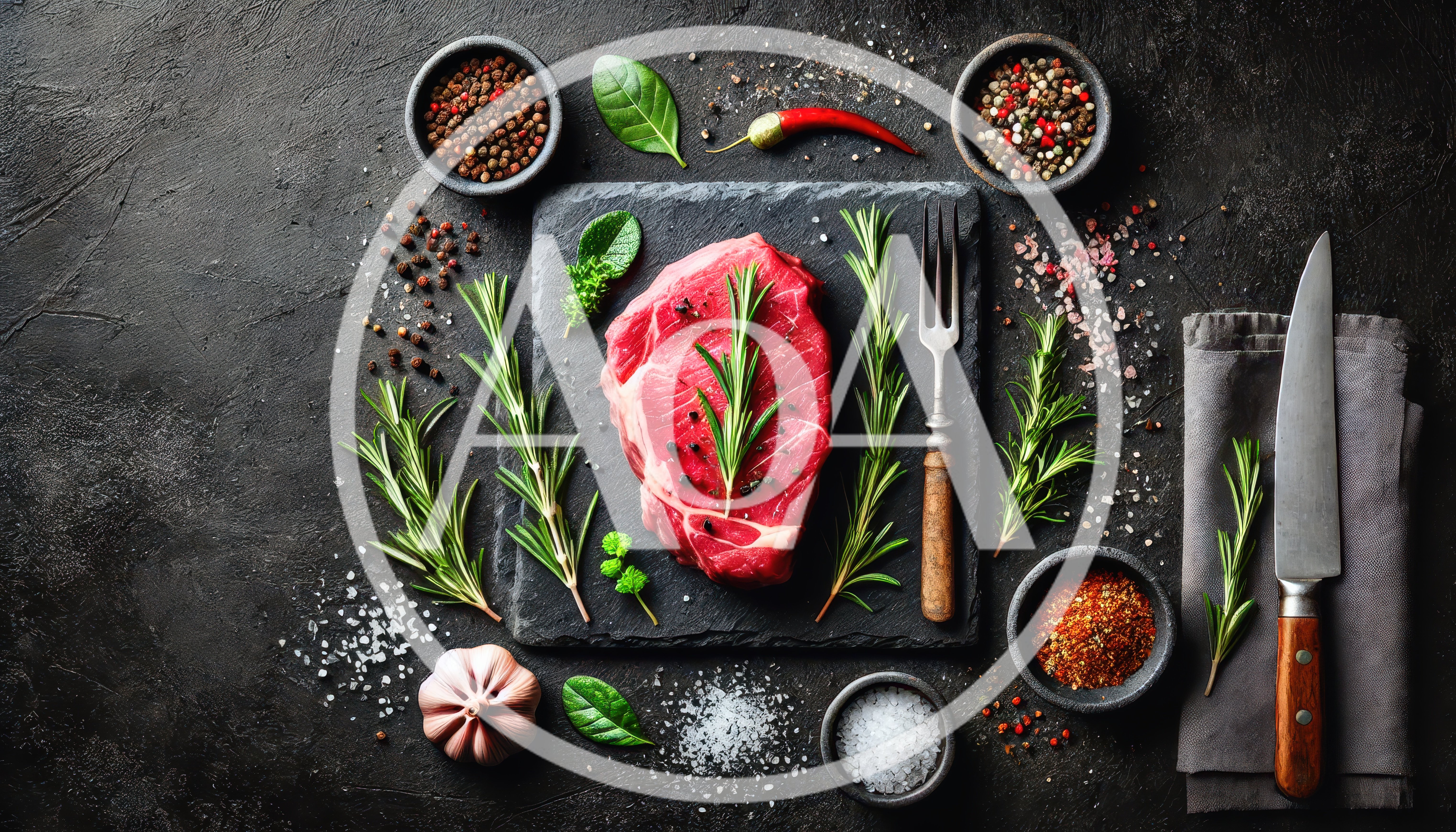 Raw Beef Steak With Rosemary And Spices