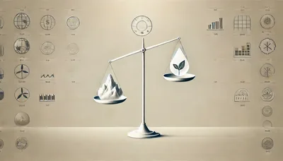 Conceptual Balance Scale With Mountain And Plant Icon