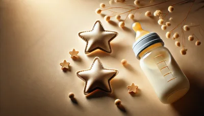 Baby Bottle With Decorative Stars And Dried Flowers
