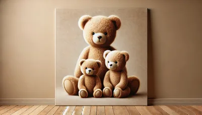 Three Teddy Bears Sitting On A Canvas Print