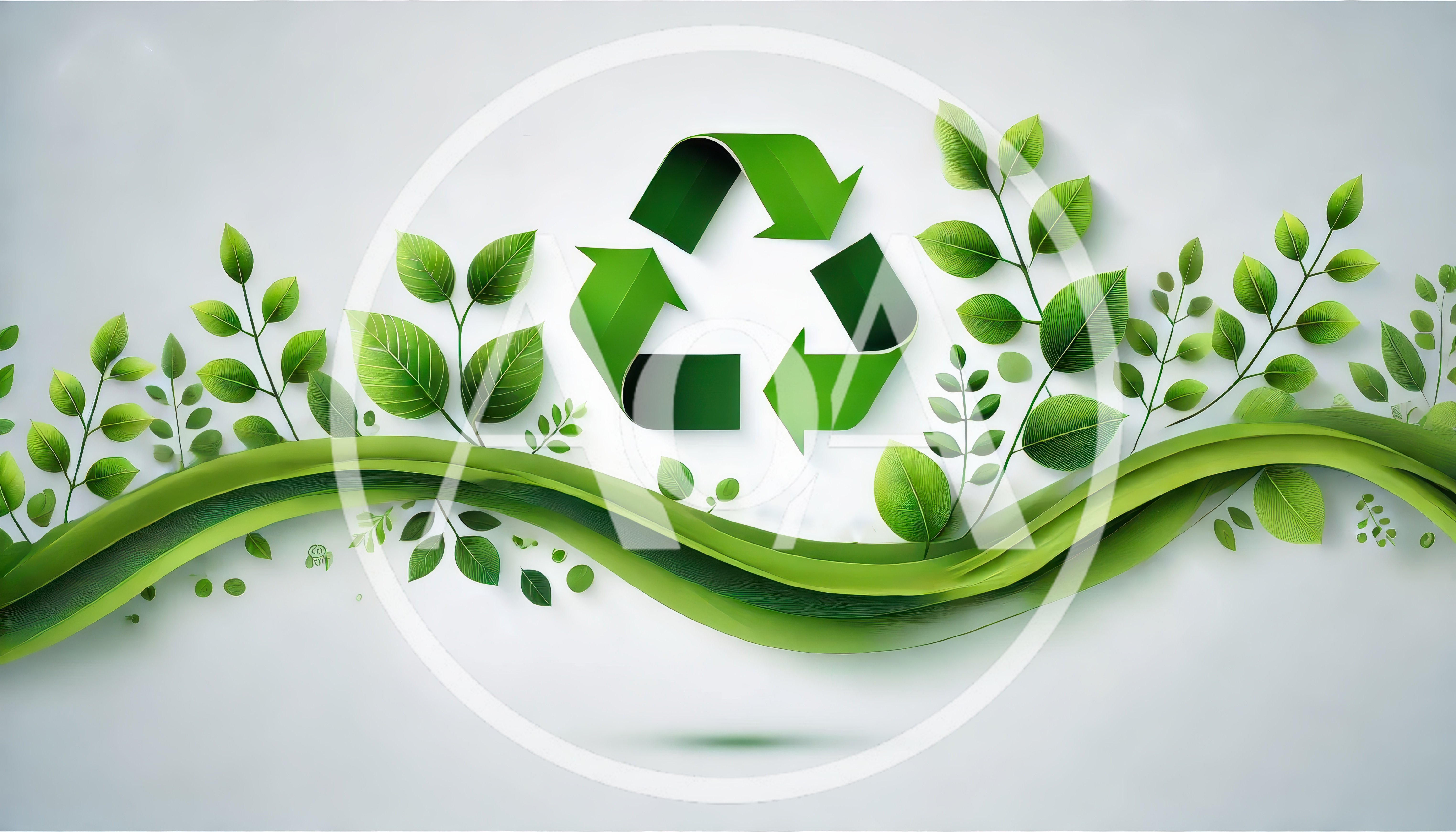 Green Recycling Symbol With Decorative Foliage