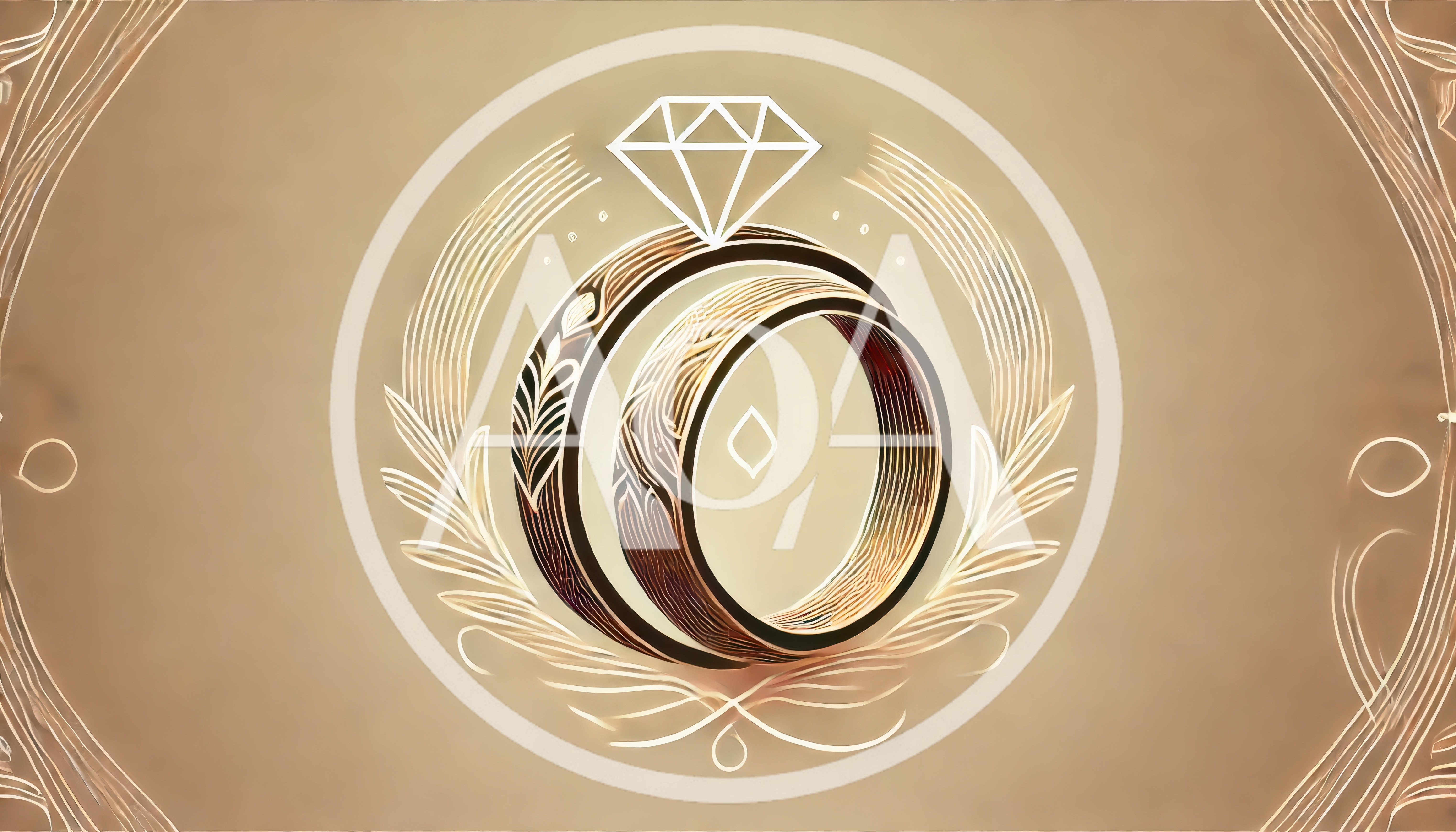 Elegant Wedding Rings With Diamond Icon Illustration