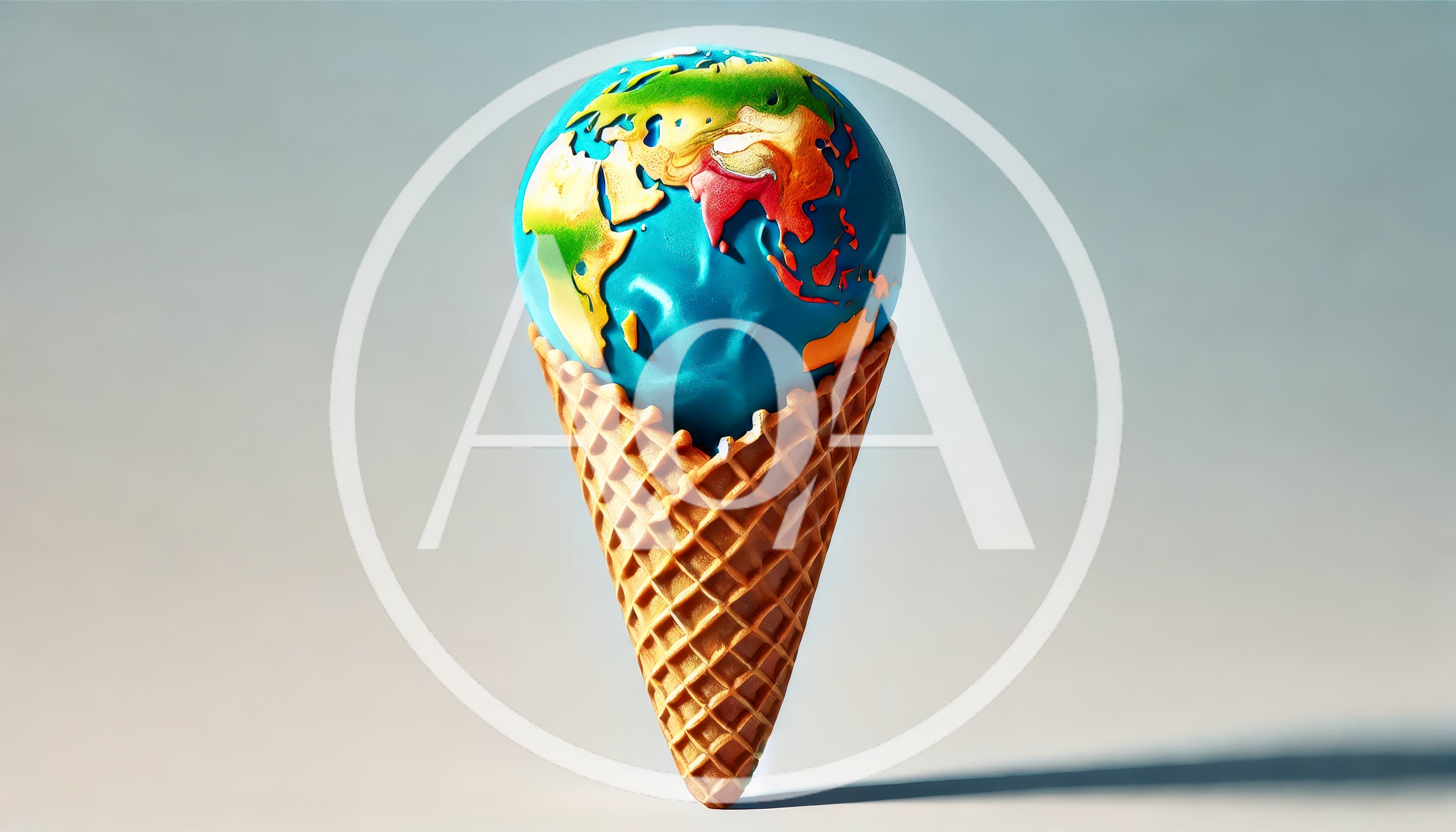 Earth Globe Inside A Waffle Ice Cream Cone