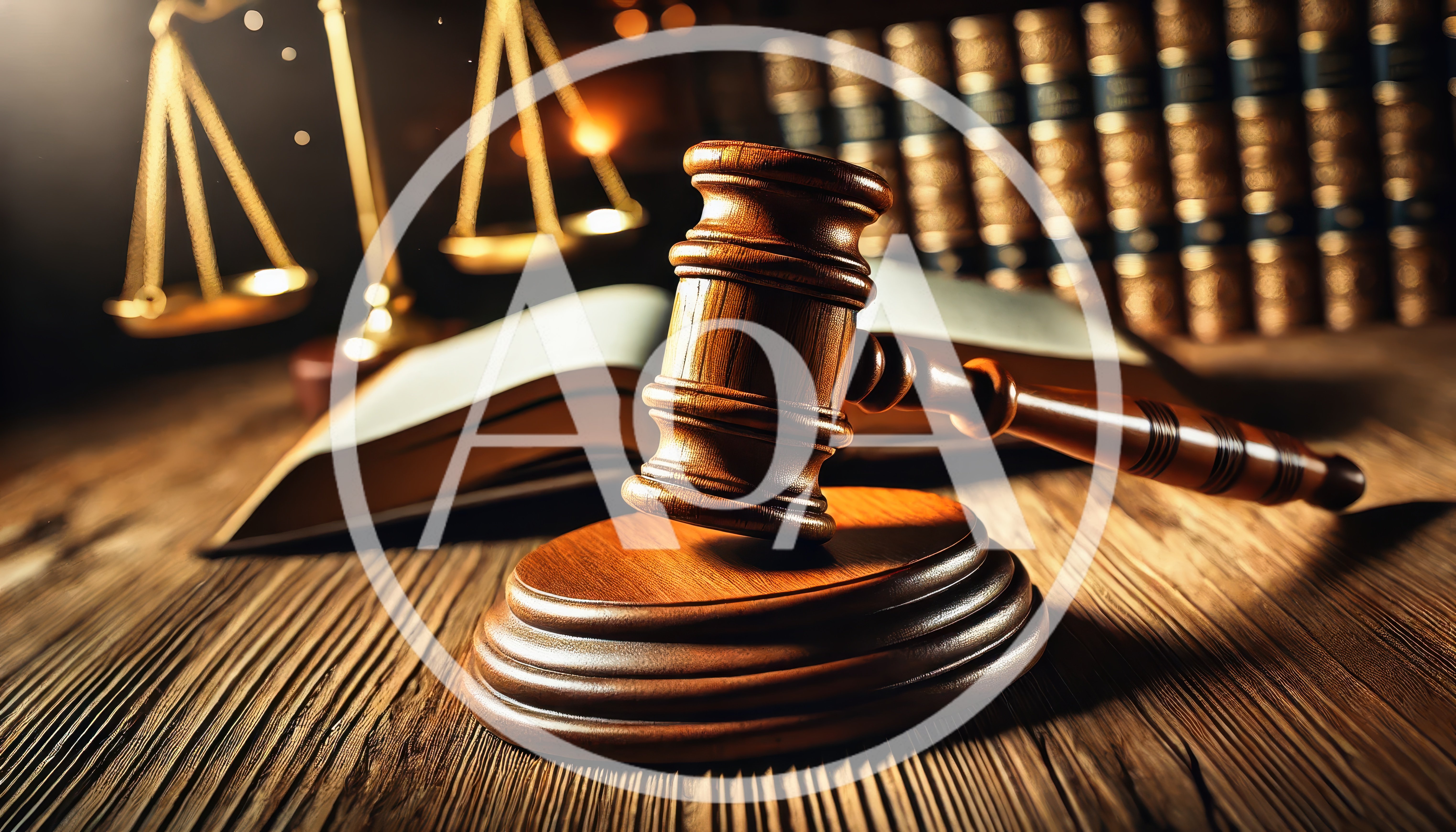 Wooden Gavel And Scales Of Justice On Law Desk