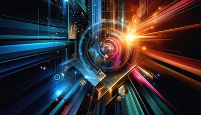 Abstract Digital Technology Background With Glowing Light Rays