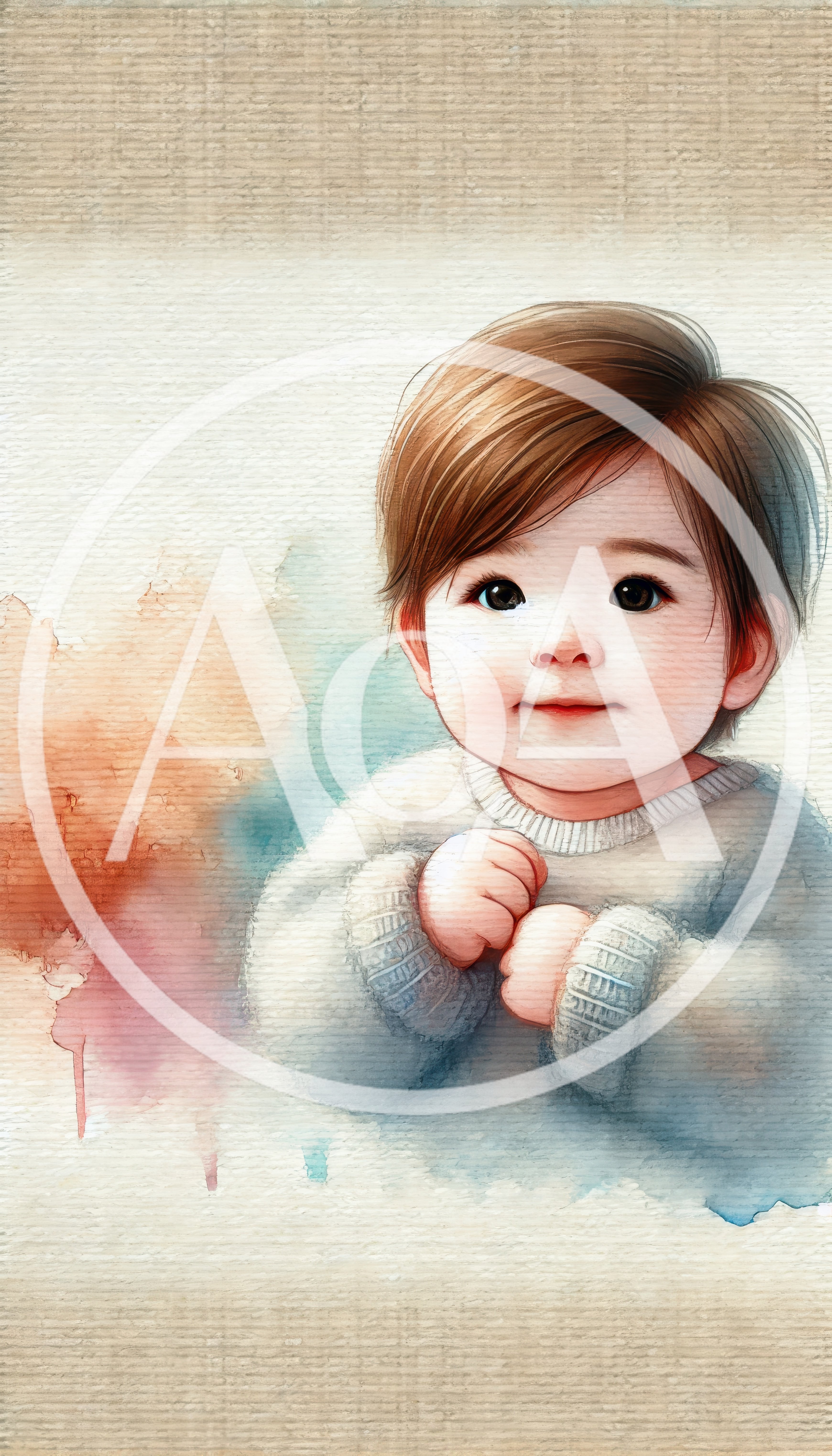 Watercolor Illustration Of A Cute Toddler