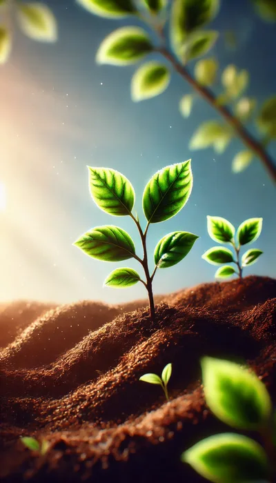 Small Green Seedlings Growing In Fertile Soil
