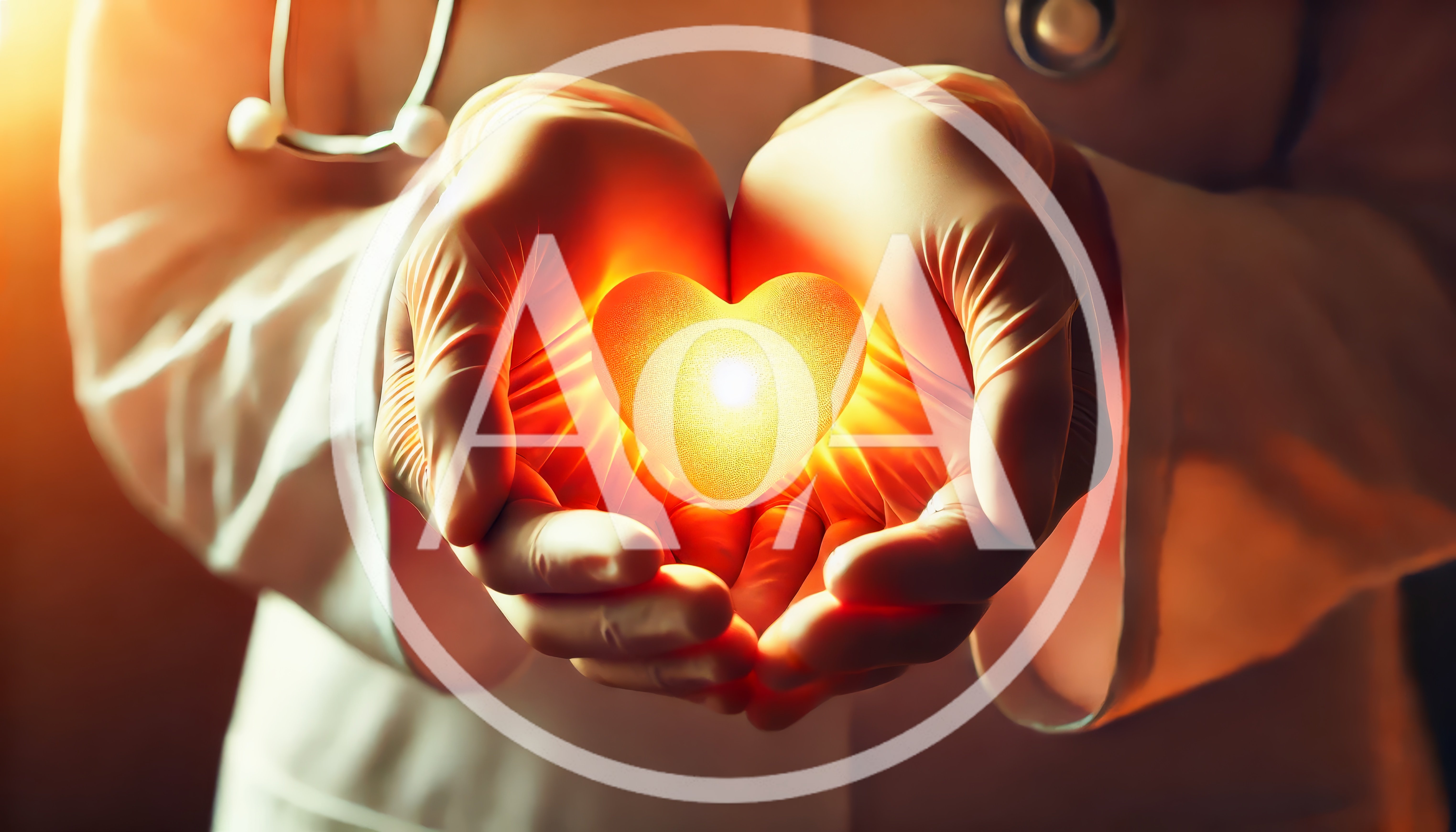 Doctor Holding Glowing Heart Symbol In Hands