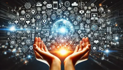Human Hands Holding A Glowing Digital Network Sphere