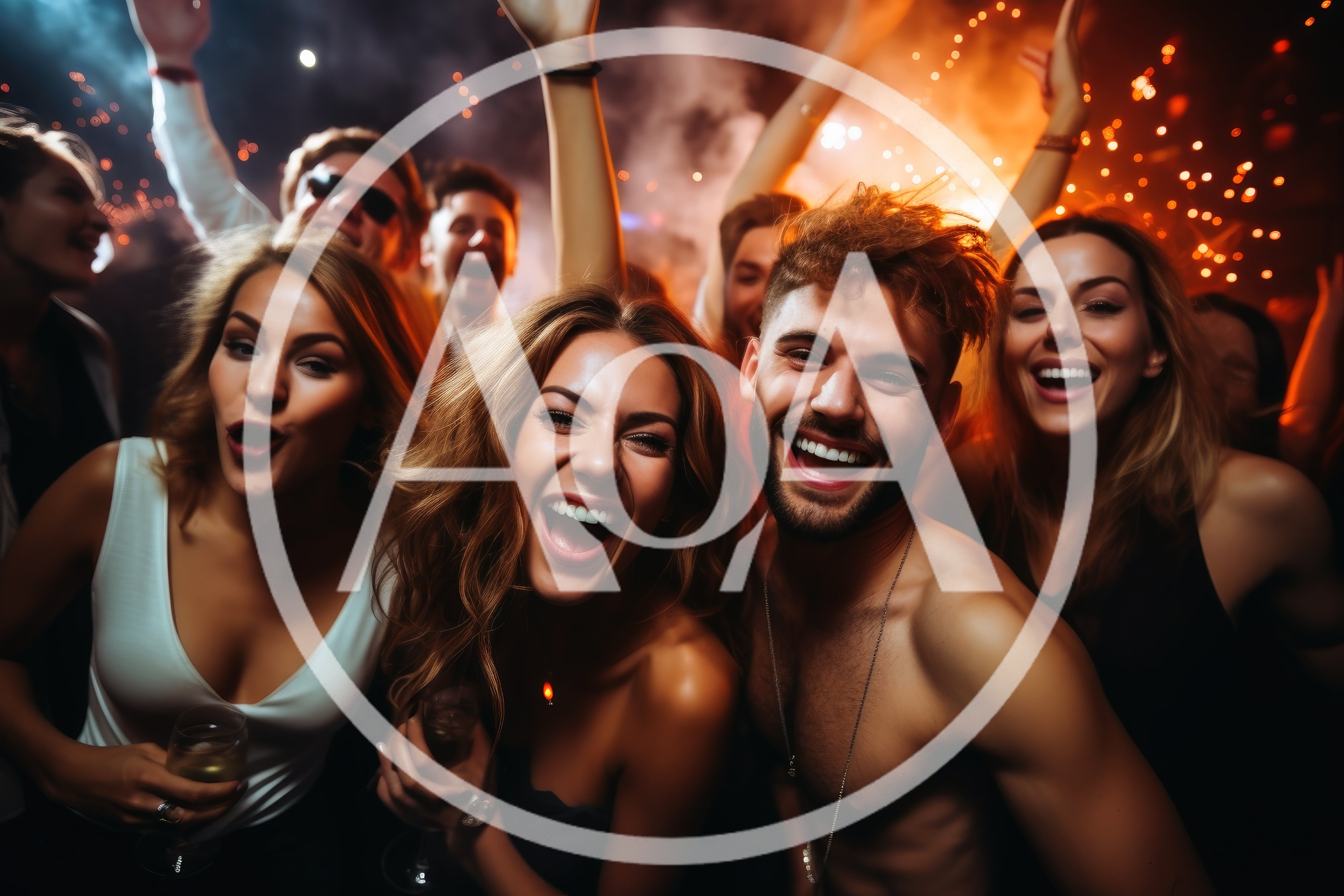 Group of Friends Celebrating at a Nightclub Party