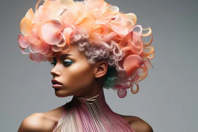 Portrait Of A Woman With Abstract Sculptural Hair