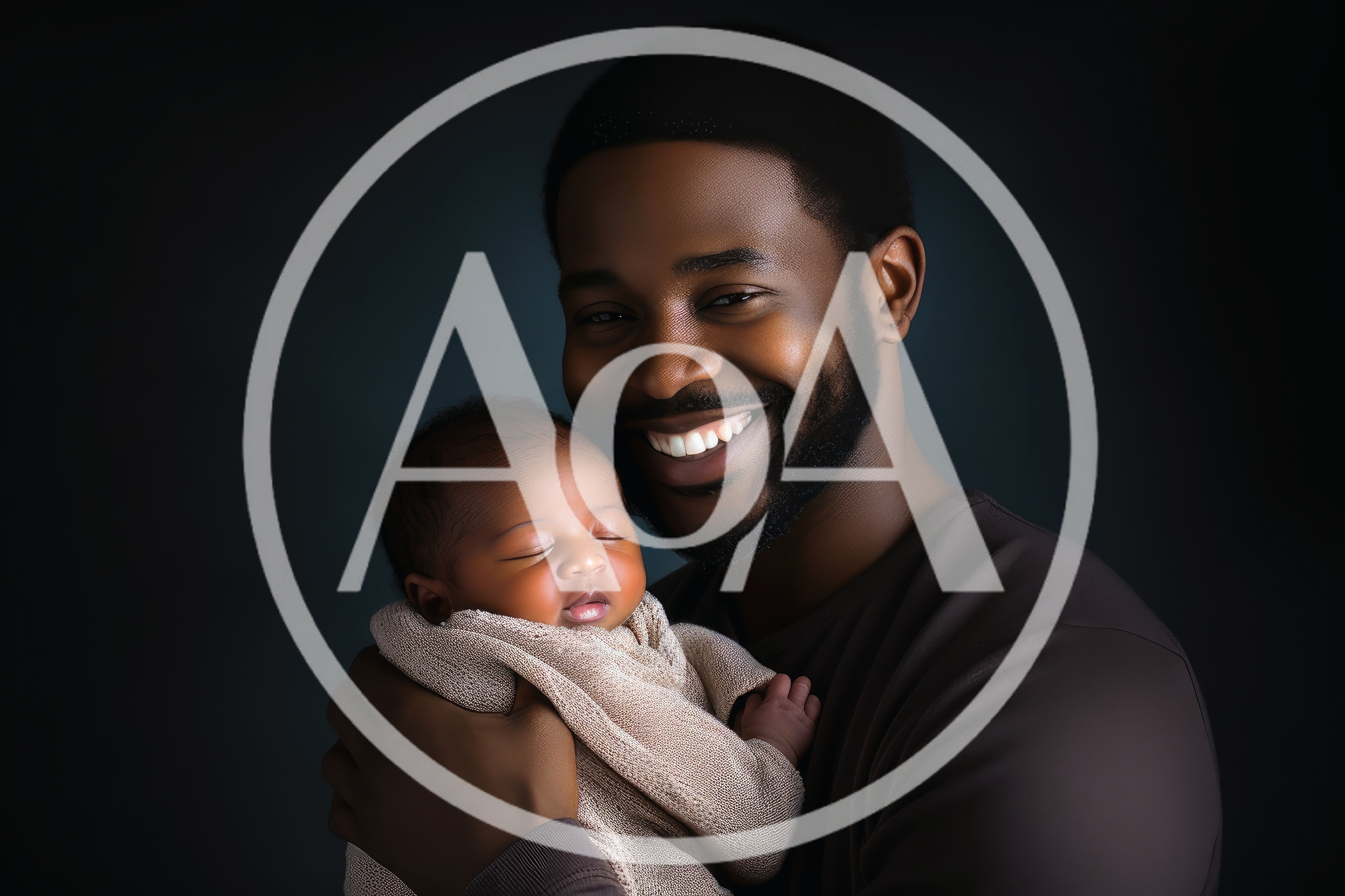 Happy Father Holding His Sleeping Newborn Baby