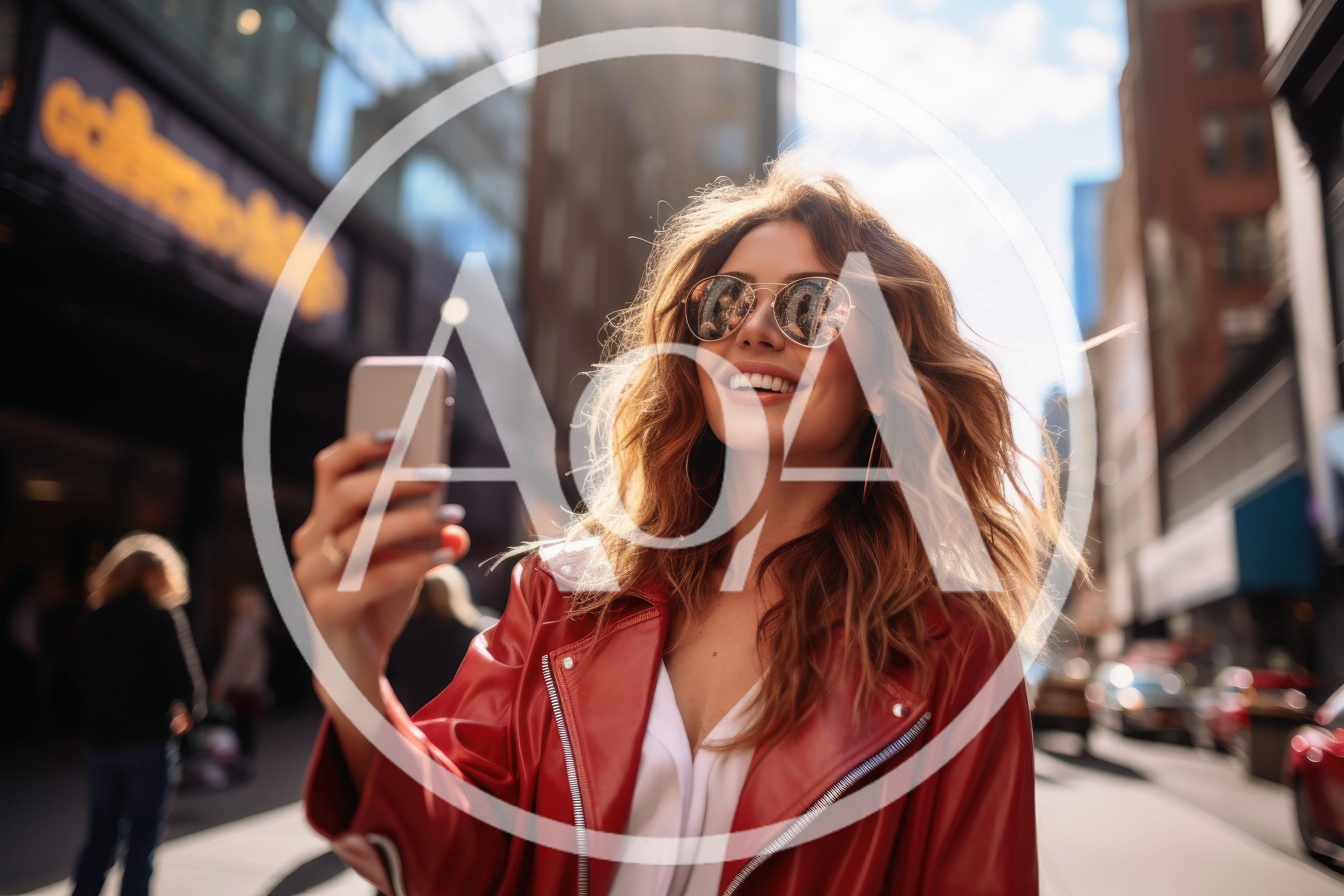 Stylish Woman Taking A Selfie On A City Street