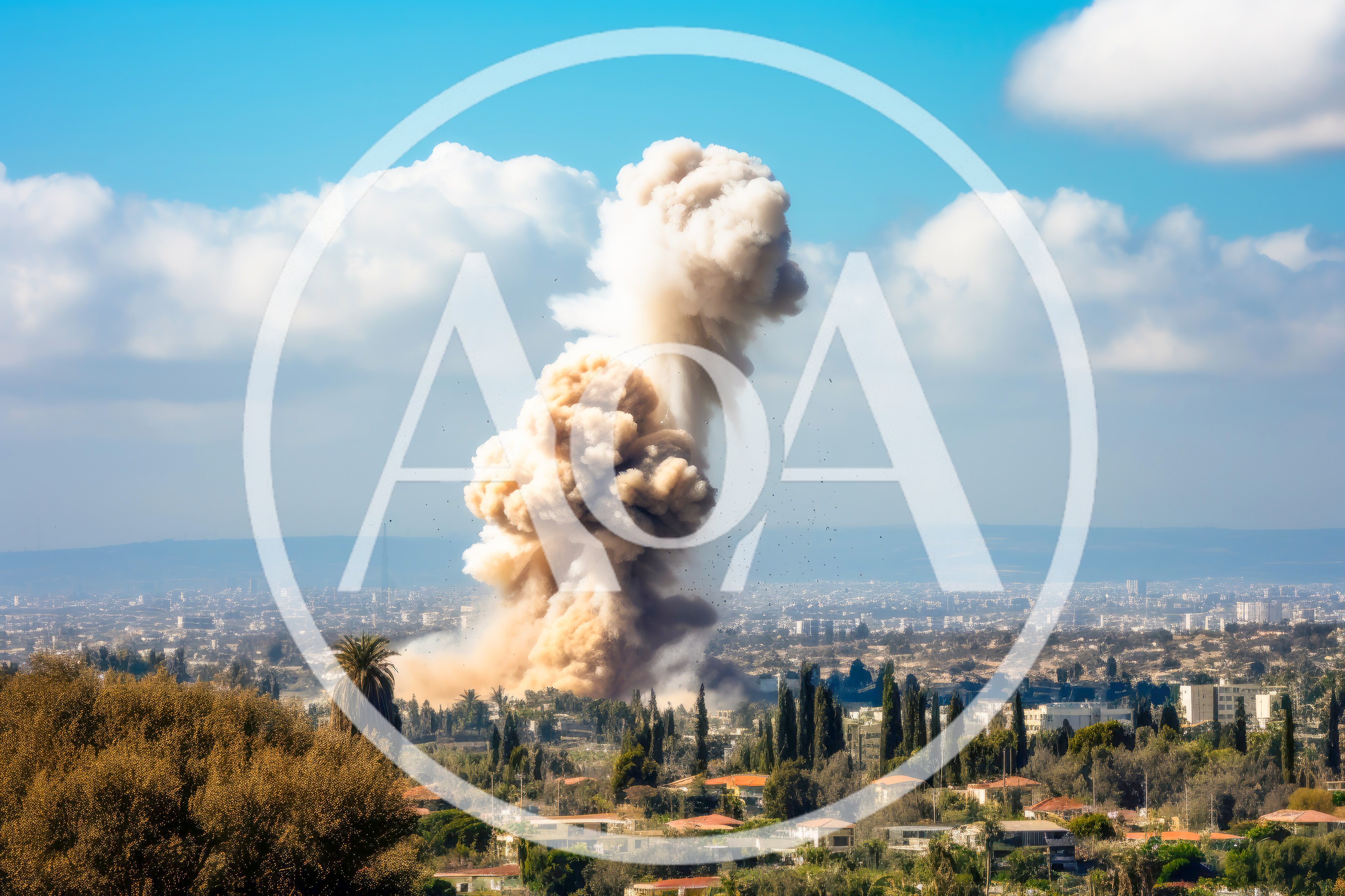 Large Explosion Cloud Rising Over A City Landscape