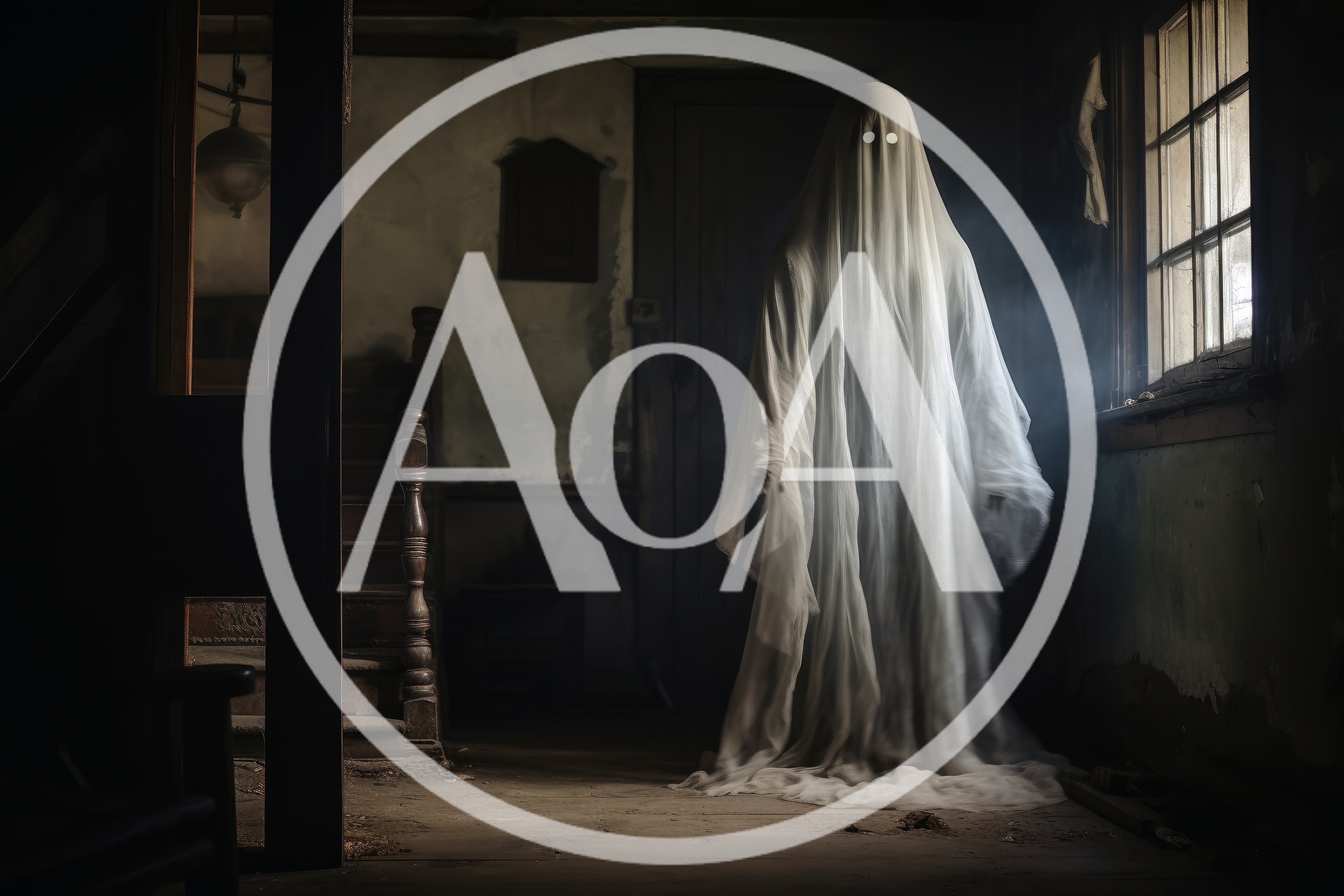 Ghostly Figure Standing in a Dark Abandoned House