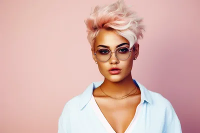 Portrait Of A Stylish Woman With Pink Hair