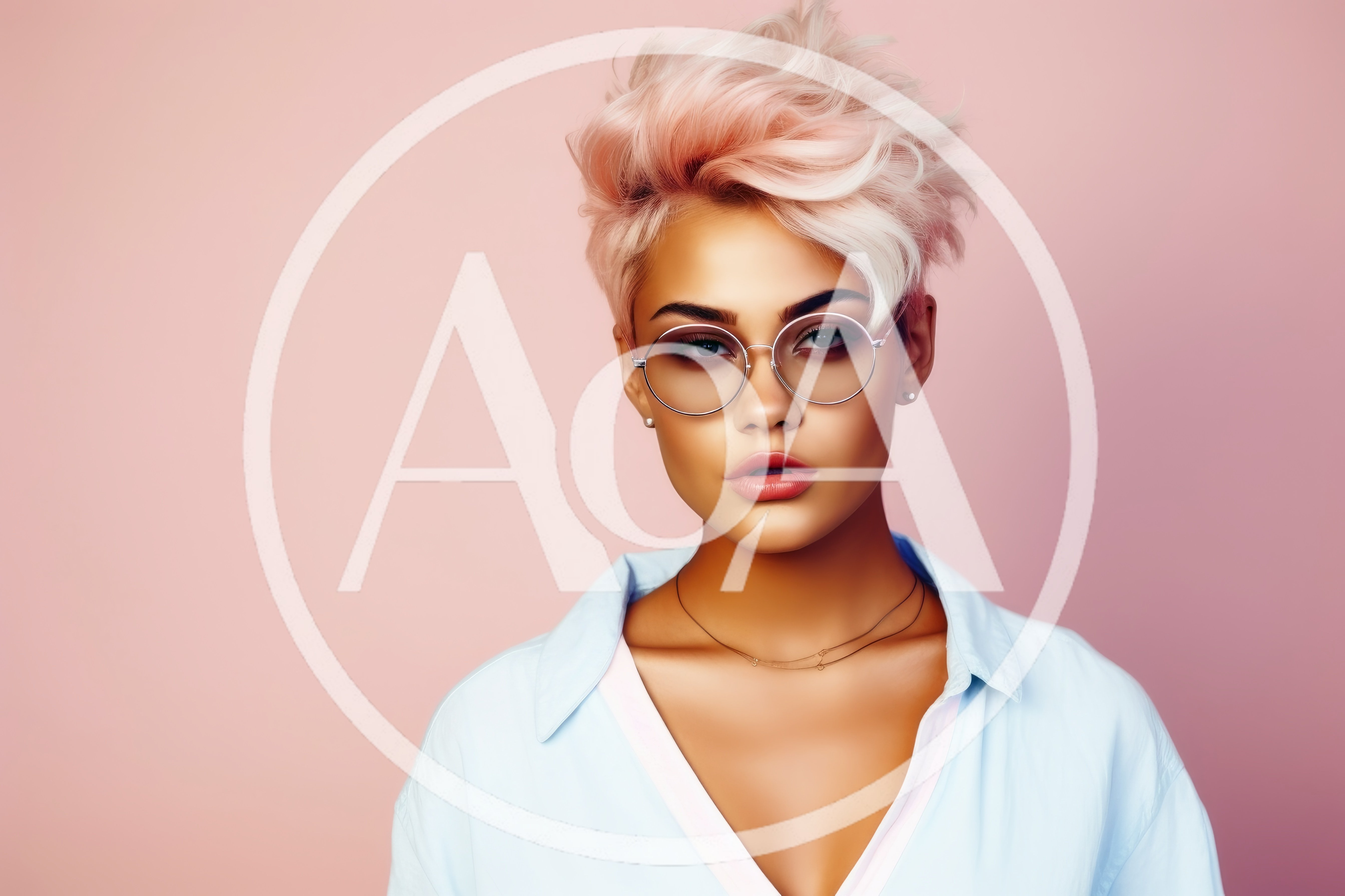 Portrait Of A Stylish Woman With Pink Hair