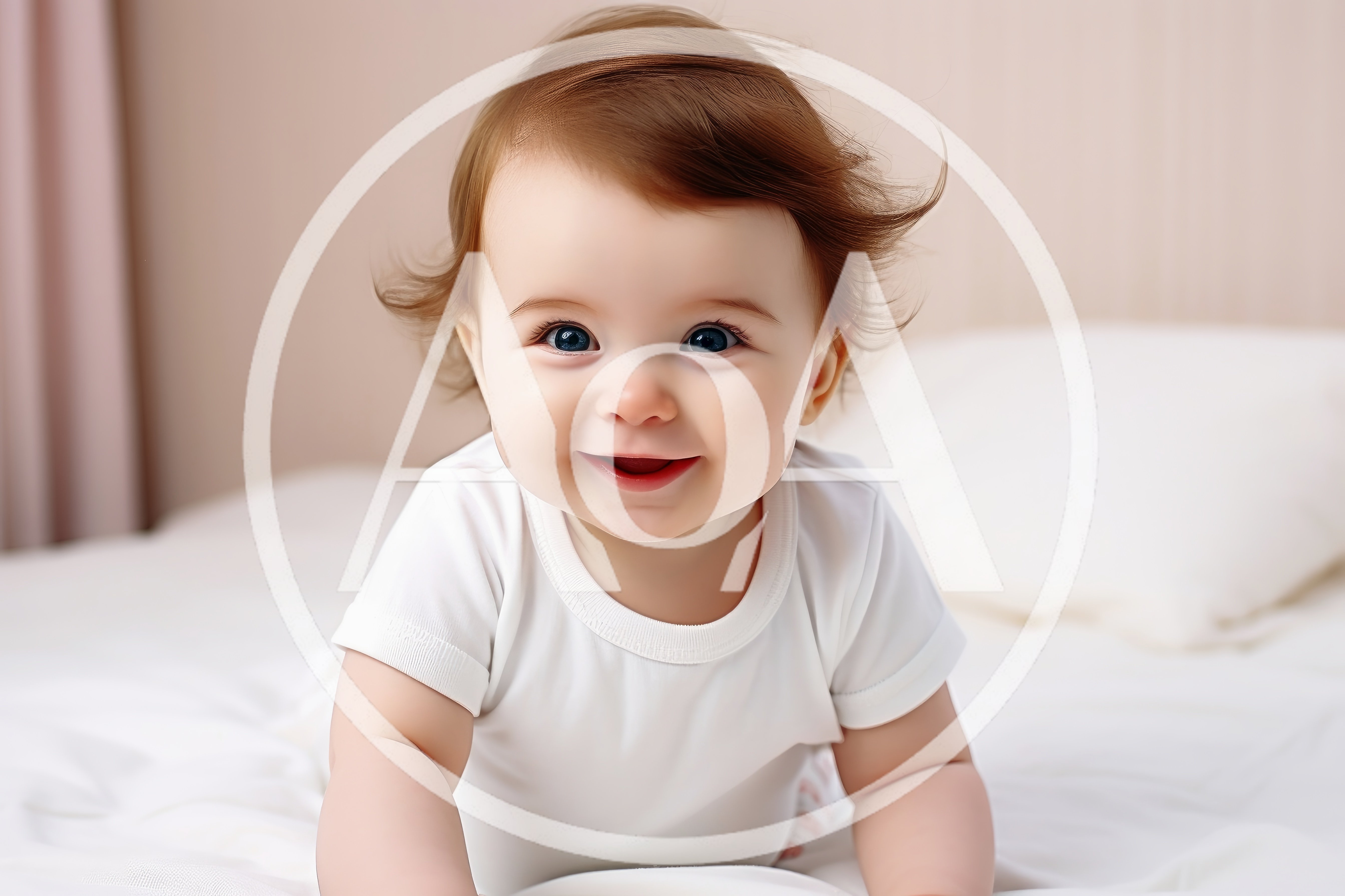 Happy Baby Smiling While Lying On A Bed