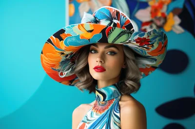 Fashion Portrait Of A Woman Wearing A Floral Hat