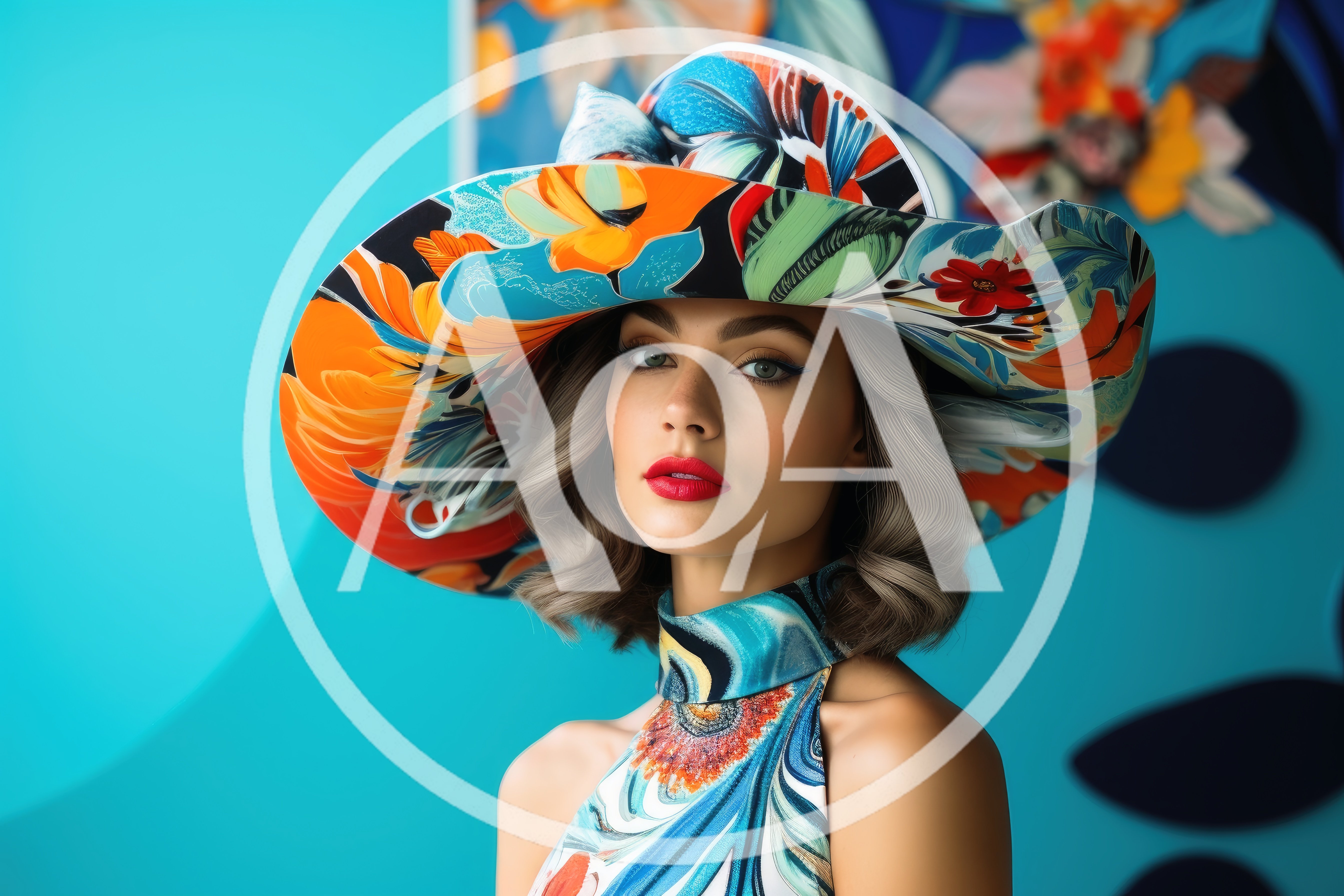 Fashion Portrait Of A Woman Wearing A Floral Hat